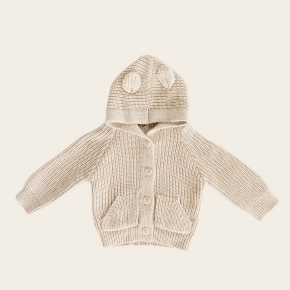 Jamie Kay Oatmeal Bear Cardigan